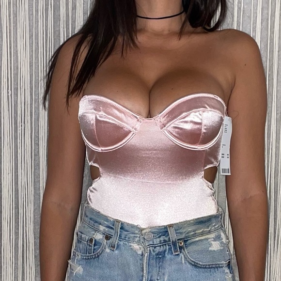 Urban Outfitters Out From Under Pink Silk Bodysuit - Picture 1 of 5